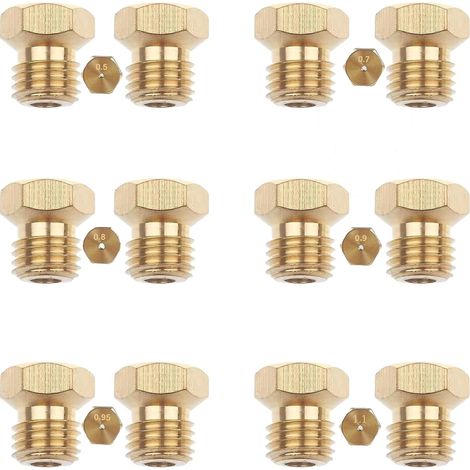 12 ugelli universali per gas butano [2×0,5 mm, 2×0,7 mm, 2×0,8 mm, 2×0,9 mm, 2×0,95 mm, 2×1,1 mm] Ugello per gas naturale Iniettore di gas butano (1/5)