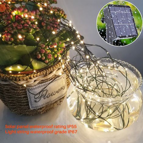 Guirlande lumineuse solaire 20 m 200 LED, fil de cuivre PVC étanche, pour décoration de fenêtre de chambre à coucher ou de maison (1/3)