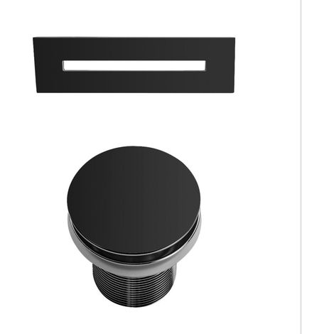 Stano. – Bonde clic-clac et cache trop-plein noir mat – Pour baignoires îlot en laiton massif et acier inoxydable – Dimensions 85mm et 70mm