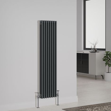 NRG Cast Iron Style Radiator Traditional Anthracite Central Heating Rads Vertical 3 Column 1500x382mm