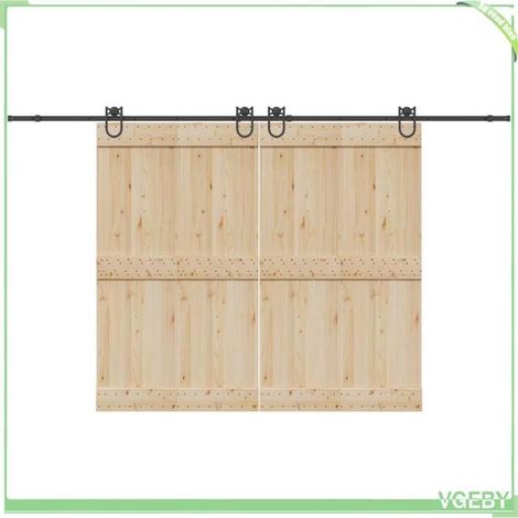 Kit de quincaillerie de porte coulissante - FAF7291712426582 - 366 cm - 100 kg - acier noir (1/5)