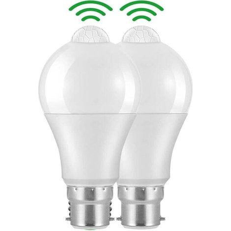 Ampoule Detecteur de Mouvement B22 Baïonnette LED. 12W. 1020lm. Blanc Froid 6000 K. CIR 85. étanches IP42 à économie d'énergie. non dimmable. Ampoule à Détecteur de Mouvement(2 pièces) (1/5)