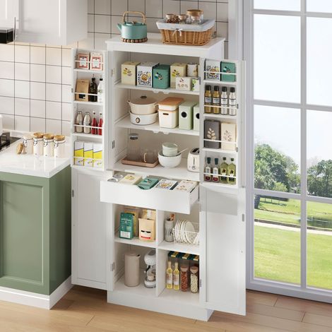 Armoire de cuisine multifonction 182×40×75 cm deux portes compartiments rangement tiroir intérieur,adaptée cuisine salle à manger salon-Ha. (1/5)