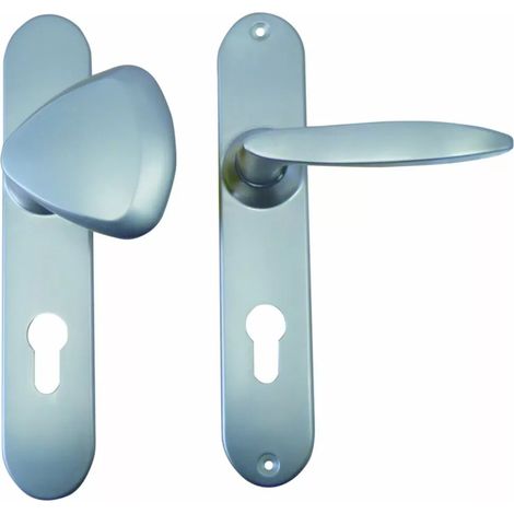 Ensemble de poignée Twist chromé velours - BEZAULT - Plaque 185 x 41 mm - entraxe de fixation 165 mm - Palière - clé I