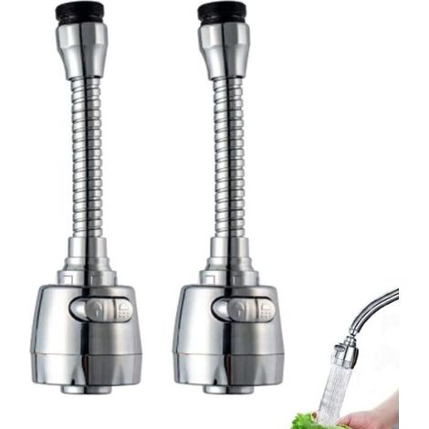 Rallonge de Robinet de Cuisine, 2Pcs Économiseur d'eau Robinet Accessoires, 360°Pivotant Rallonge de Robinet, Buse Filtre Adaptateur, pour Accessoires de Salle de Bain et de Cuisine (1/5)