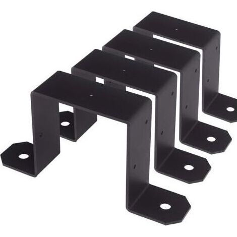 Lot de 4 supports de fixation en forme de U pour panneaux de clôture - Clips de sécurité en béton - Ancrage de sécurité pour panneaux de clôture - Convient aux poteaux en béton ou en bois de (1/4)