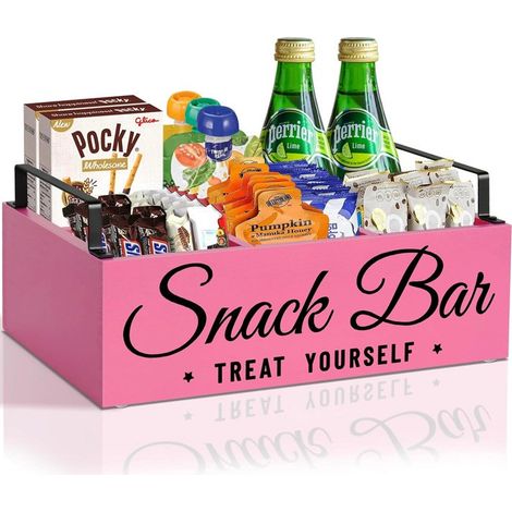 Boîte de rangement pour en-cas, organiseur de capsules de café, porte-boissons, en bois massif rose