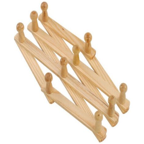 en Bois Expansible Porte Manteau, Support Mural Accordéon Bois Crochet pour Suspendu Chapeaux, Capuchons, Tasses, Manteaux, Sacs, Tasses Café, Super pour D'Entrée Couloir Salle à Manger (1/4)