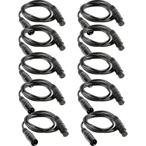 Cable DMX de 1 metro de longitud, configuración de 3 pines, compatible con controladores de iluminación de escenario, cable blindado, certificado CE y FCC. (1/5)