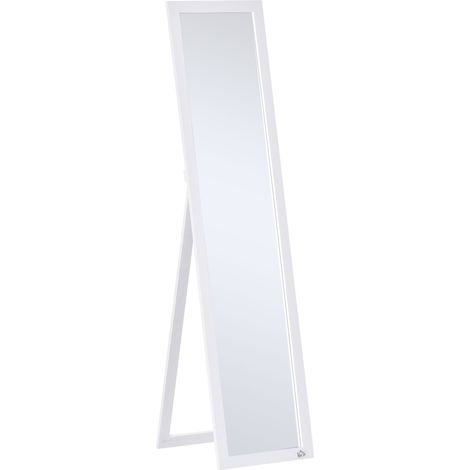 Espejo moderno de cuerpo entero, de pie o colgante, para recibidor o dormitorio, 37x37x154cm, blanco.