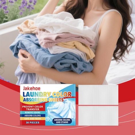 Laundry stain-resistant sheets absorb dyes, preventing color bleeding between light and dark colors and keeping clothes looking new. Easy and worry-free mixed washing. -- 30 pieces (1/5)