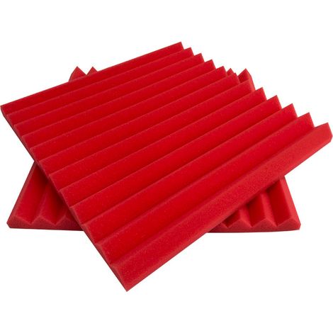 Paquet de 6 panneaux acoustiques, panneaux en mousse acoustique 30 x 30 x 2,5 cm, rembourrage insonorisé haute densité, rouge (1/5)