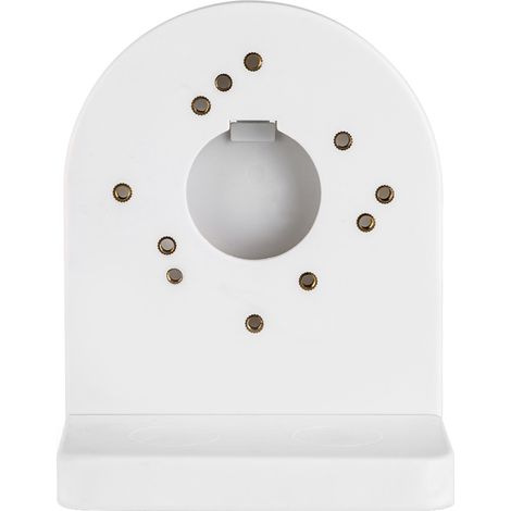 Staffa universale per montaggio a parete per telecamere CCTV DME, realizzata in plastica ABS bianca.