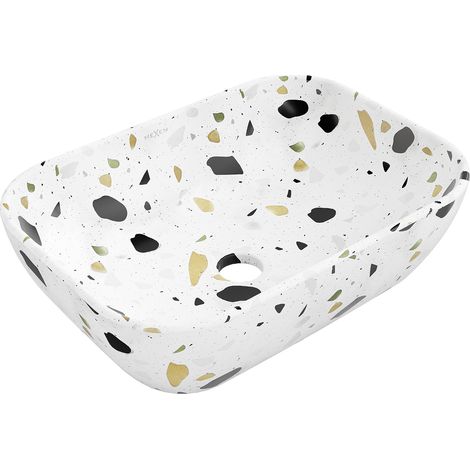 Mexen Rita lavabo da appoggio 45 x 32 cm, pietra bianca terrazzo - 21084587 (1/3)