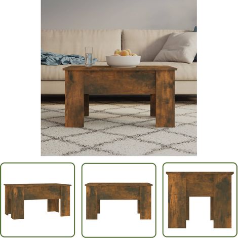 The Living Store Couchtisch Räuchereiche 79x49x41 cm Holzwerkstoff - Couchtisch - Wohnzimmertisch - Holztisch - Rauchereiche - Höhenverstellbar (1/5)