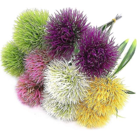 Fleurs de pissenlit artificielles pour mariages, décoration intérieure et extérieure, remplissage de pots de fleurs - 5 couleurs - 10 fleurs au total (1/5)