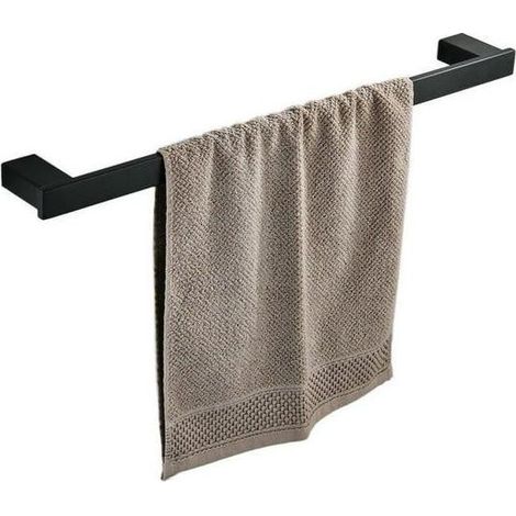 Handtuchhalter fürs Badezimmer, Wandmontage, Edelstahl 304, Einzelstange, 40 cm, Schwarz (1/5)
