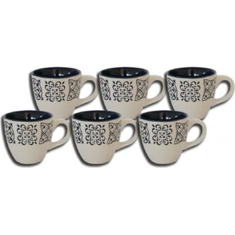 TrAdE Shop Traesio - Set Tazzine 80ml Bianco Azulej Blu Vietrese Ceramica Con Manico Tazza Caffe' Bar -