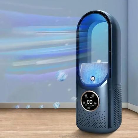 Ventilateur brumisateur portable 9,8 pouces, mini climatiseur rechargeable USB avec minuterie, bleu pour bureau, chambre (1/5)