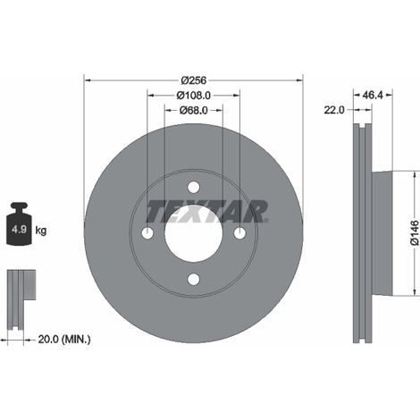 Lot de 2 Disques de frein Textar 92026000 AUDI 431615301A 443615301A 443615301B