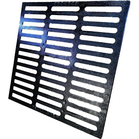 Fonte Ductile Grille de Drain 700x700 mm, Classe B125, Grille de Caniveau pour Allée et Cour, Carré Grille d'Égout pour Extérieur, Noir (1/5)