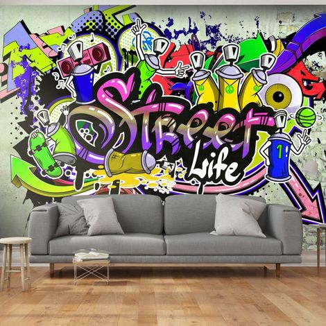 Papier peint coopération colorée - 200 x 140 cm (1/4)