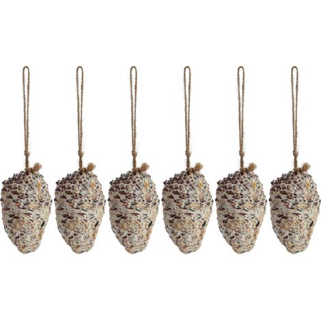 Pomme de pin fourrée de graines et graisse pour oiseaux Lot de 6 (1/4)