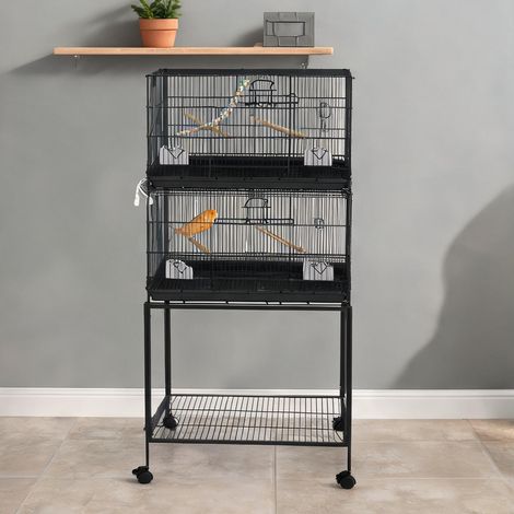 Cage pour oiseaux noir en acier 77 x 46 x 164 cm (1/5)