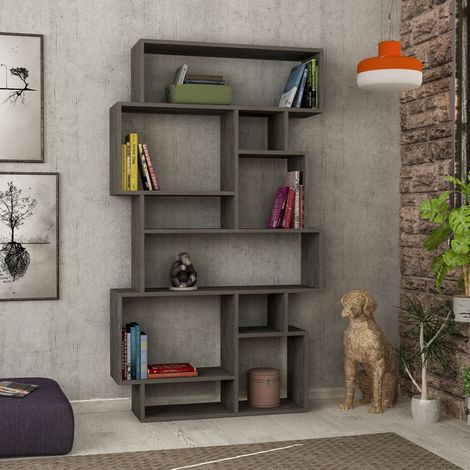 Decortie Karmato Modernes Bücherregal Display Unit Dunkel Kaffee Eiche Effekt Hoch 168.5cm