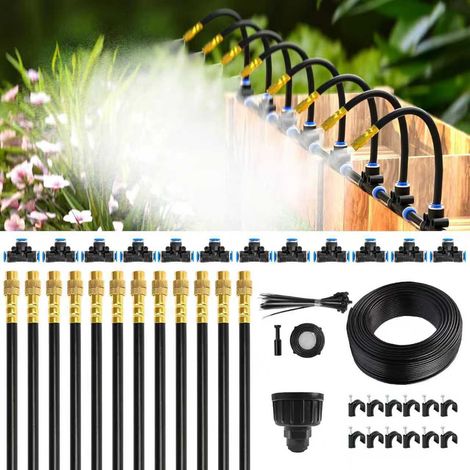 Arroseur Automatique 360° à 12 Buses - Système d'Irrigation de Jardin 15m pour Pelouse, Fleurs et Potager - Micro-Irrigation avec Fonction Brumisation et Refroidissement-x