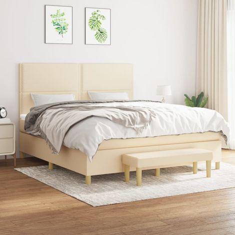Boxspringbett mit Matratze Creme 180x200 cm Stoff (1/5)