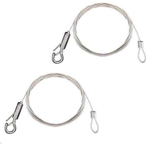 2 x Galvanized Steel Wire Suspension Frame Cable 1.5 mm x 2 m Loaded 30 kg With Tensioner and Hook Hanging Wire Stainless Steel Cable for Photo Frame/Light/Railing/Mirror/Curtains (1/5)