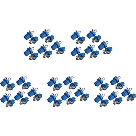 Lot de 50 ampoules LED pour tableau de bord, culot B8-5D T5, avec support, bleu, pour éclairage automobile. (1/5)