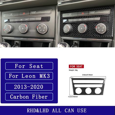 (8 B) Convient pour Seat Leon MK3 2013-2020. Accessoires auto : autocollants décoratifs en fibre de carbone pour système de navigation central, radio, lecteur CD, levier de vitesse et panneau de porte (1/4)