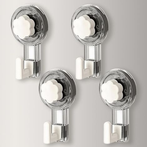 Accroche Serviette Salle de Bain, Crochet Ventouse Extra Puissantes Réutilisables pour Salle de Bain, Cuisine, Camping & Voiture, Bathroom Towel Suction Hooks (Gray+White, 11.2X6.2X4.3cm,4) (1/5)