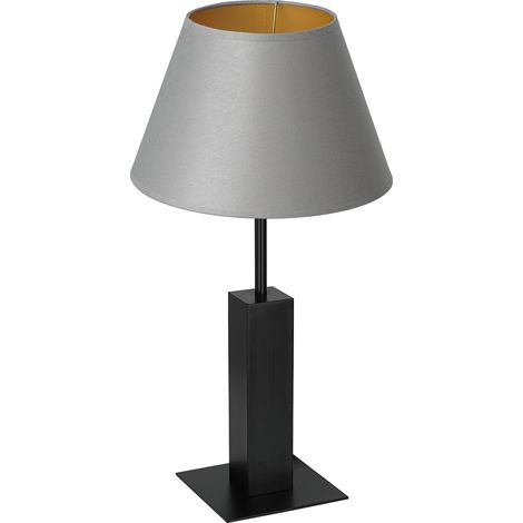 Lampe de table noire 56 cm abat-jour gris or Luminex