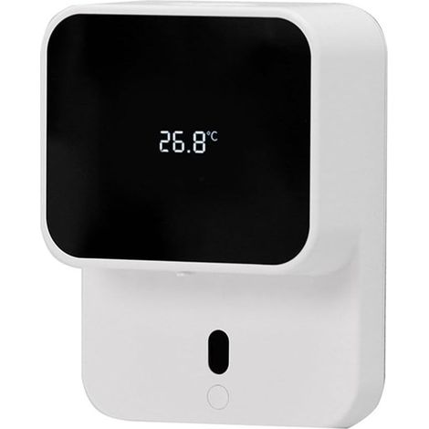 Distributeur Savon Automatique, Distributeur Savon Automatique Mural 280 ml, Affichage Numérique Température, Chargement Type C, Installation Sans Trou, pour Salle de Bain/Restaurant/Hôtel etc white (1/5)