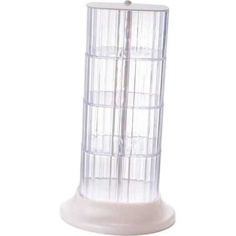 Coffret de rangement rotatif pour accessoires cheveux et bijoux, 4 niveaux, transparent, anti-poussière, blanc, idéal pour barrettes et bandeaux (1/5)