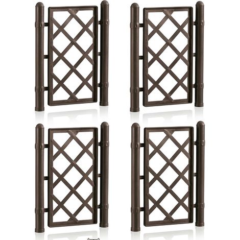 Set da 4 Spalliera moka Modulare per Piante Rampicanti Grigliato in Plastica 43x52 cm con Giunti e Tappi Supporto Traliccio rete Divisorio Grigliato per Giardino e Balcone Made in Italy