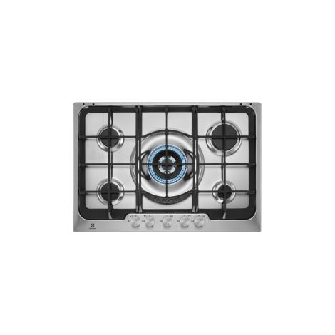 Electrolux PX750UOV Piano cottura a gas Serie 300 Soft line 75cm. Colore del prodotto: Acciaio inox, Posizionamento dell'apparecchio: Da incasso, Dimensione della larghezza del piano cottura: 74.5 ... (1/5)