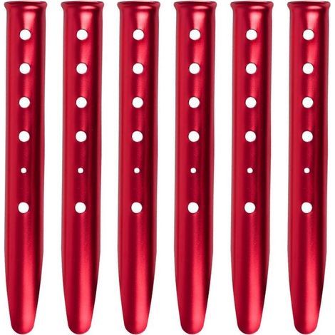 6 Pièces Piquets de Tente en Forme U en Alliage d'Aluminium 31 cm Sardines Sable Fixation (Rouge)pour Neige Plage Camping Randonnée (1/5)