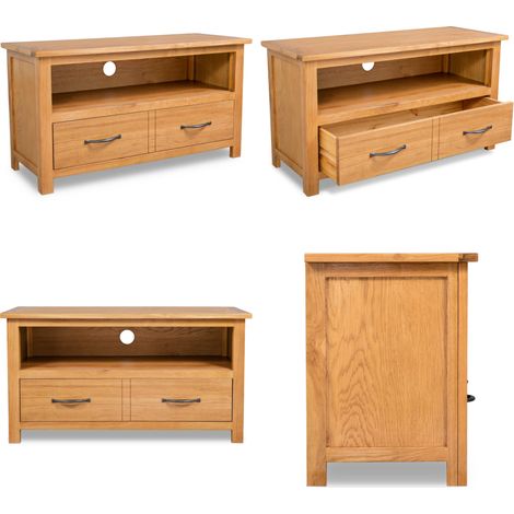 Meuble TV 90x35x48 cm bois de chêne massif - Meubles Tv - Meuble Tv - Support Tv - Meuble Tv En Bois - Meuble Tv Rustique - Home & Living (1/5)