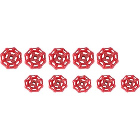 Poignée de Vanne Broche Ronde 10pcs en Fonte Rouge et Fermeture Fiable Facile à Ouvrir et Fermer pour Robinetterie Eau (1/5)