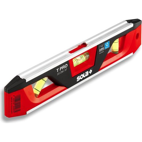 Torpedowasserwaage T PRO 23cm Aluminium/ABS Ku.rot/schwarz 1 mm/m 1 mm/m SOLA (1/5)