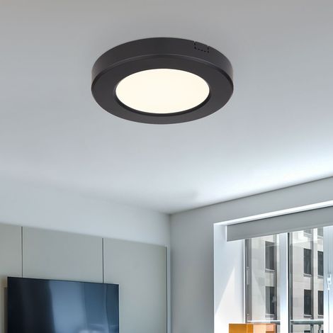 Plafonnier LED plafonnier salon lampe couloir avec CCT-commutation, noir et blanc, 6W 400lm blanc chaud-blanc froid, D 12,6 cm (1/5)
