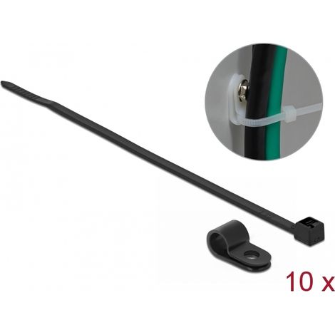 Delock Abrazadera de montaje de 4,8 mm con sujetacables LA 150 x AN 2,5 mm negro