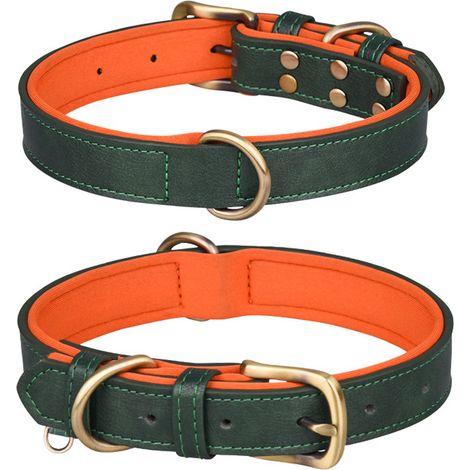 Collier Pour Chien - Cuir Synthétique Souple - Ajustable - Rembourré - Étanche - Boucle Métallique - 22,44 Pouces (1/5)