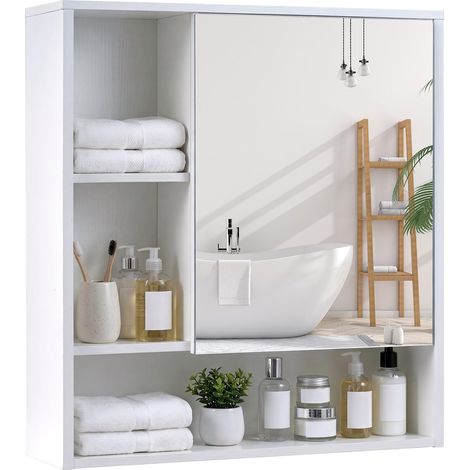 COSTWAY Mobiletto Da Bagno Con Specchio Mobiletto Da Parete Con Specchio Specchiera Armadio Bagno Armadio Specchio Armadio Specchio Bagno Armadio Specchio Bag (1/5)