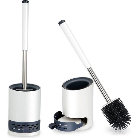 SWANEW Lot de 2 brosses de toilette en silicone avec support stérile 2 en 1 (1/5)