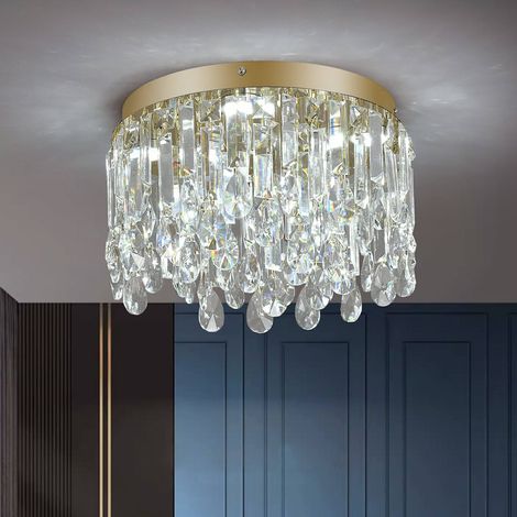Plafonnier LED cristal acier inoxydable doré, 40W, Ø50cm, 3 couleurs (1/5)